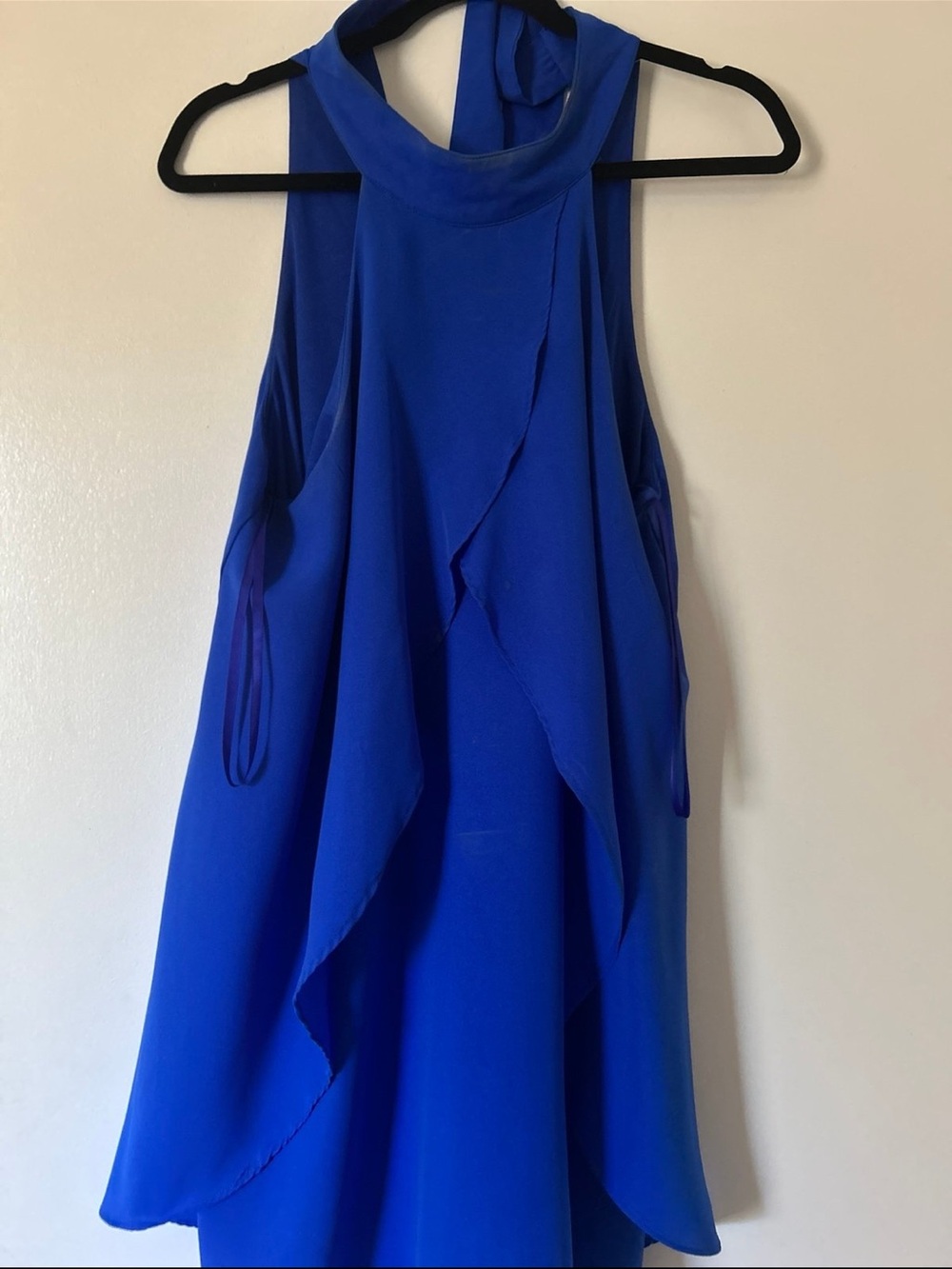 Women's Royal Blue Halter Ruffle Dress